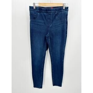 Spanx Jeggings Women MEDIUM Blue Dark Wash Cotton Blend Denim Stretch Pull On